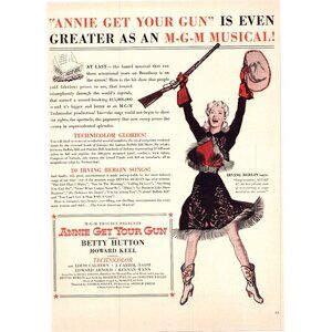 1950 Annie Get Your Gun Musical Movie Promo Vintage Print Ad Poster MGM Wall Art